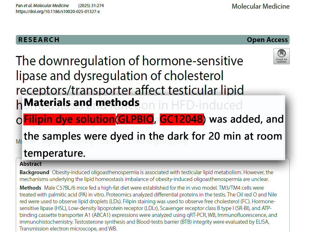 Filipin III | Cholesterol-conjugated fluorescent antibiotic | GlpBio