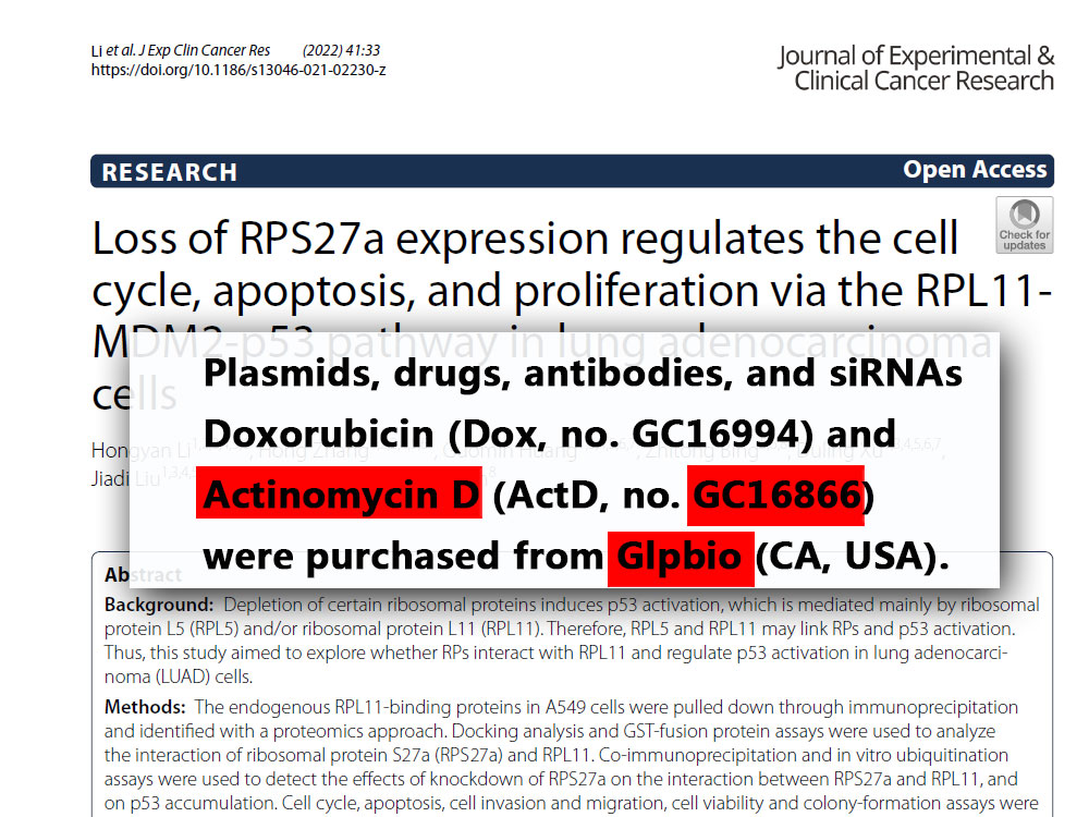 Actinomycin D | RNA polymerase inhibitor | CAS NO.:50-76-0 | GlpBio
