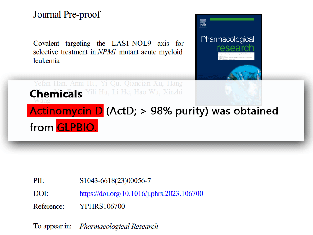 Actinomycin D | RNA polymerase inhibitor | CAS NO.:50-76-0 | GlpBio